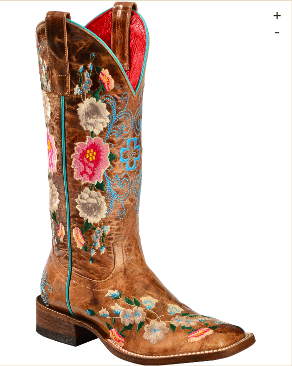 Macie Bean Women's Rose Garden Cowgirl Boots - Square Toe